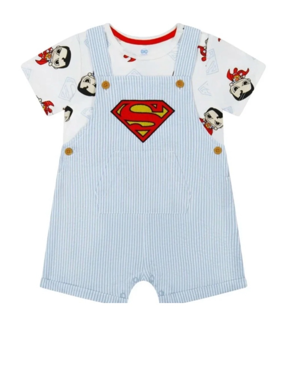 Superman Superhero Shortall Overalls 2 Piece Set